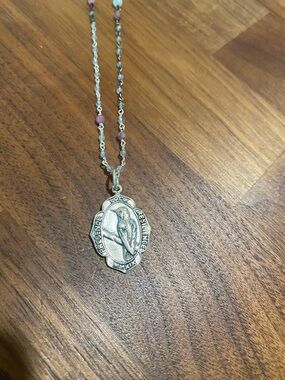 Good Collective Resilience Bird Pendant Necklace in Silver with Pink Beads